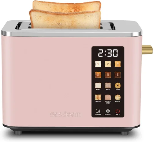 Miniatura 11 de SEEDEEM Tostadora de 2 rebanadas, pantalla de control táctil, tostadora inteligente de acero inoxidable, 6 configuraciones de tostado, selección