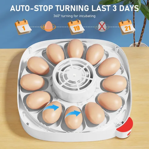 Miniatura 4 de Sailnovo 12 incubadoras de huevos para incubar huevos, incubadora de huevos con giro automático de huevos, control de temperatura, pantalla