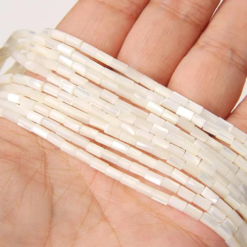 Miniatura 14 de Los granos naturales del espaciador del tubo del grano de Shell de agua dulce teñidos madre de perlas flojas para la fabricación de la joyería, 1