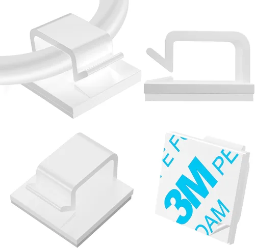Miniatura 8 de Clips adhesivos grandes para cables (45 unidades, negro), clips de alambre mejorados para cables eléctricos, clips de cable adhesivos para organizar