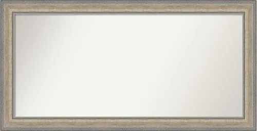 Miniatura 135 de Amanti Art Espejo de baño plateado para sobre fregadero, 28 x 47 pulgadas, espejo rectangular de plata imperial, marco de madera tradicional de gran