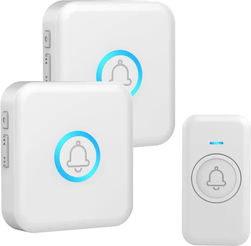Miniatura 11 de FOVKSUC Timbre inalámbrico, timbre de puerta impermeable con 60 campanadas, 5 niveles de volumen y 2 modos silenciosos, timbres de puerta