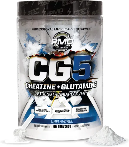 Miniatura 11 de PMD Sports CG5 Polvo Premium de Creatina y L Glutamina, Recuperación de Energía, Construcción de Músculo Delgado, Aumento del Rendimiento en Sin