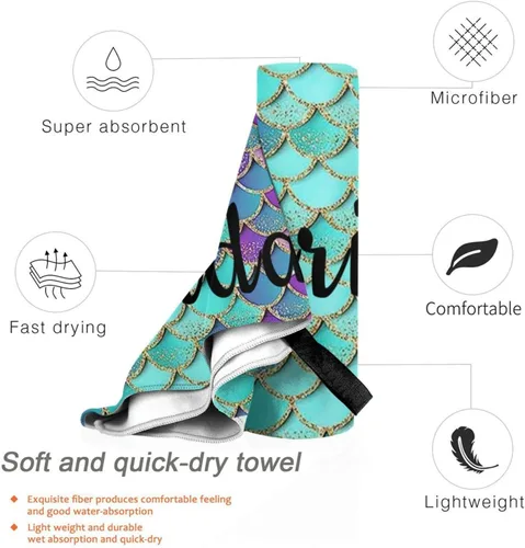 Miniatura 4 de Toallas de playa personalizadas, toalla de playa con nombre personalizado, toalla de baño de microfibra/piscina/playa con un diseño único, secado