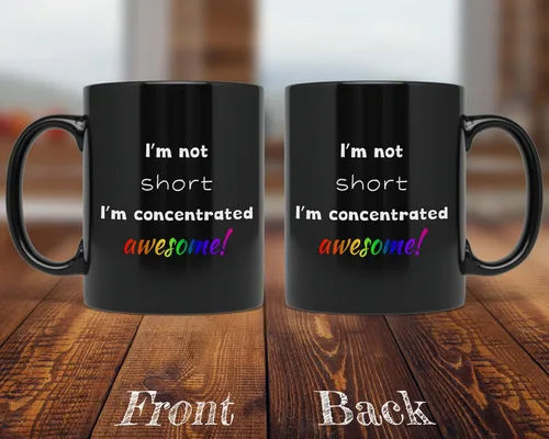 Miniatura 2 de PixiDoodle Funny Awesome - Taza de café para persona corta (11 onzas, negro)