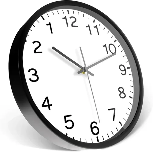 Miniatura 3 de Reloj de pared con marco de metal y cubierta de cristal, reloj de pared analógico redondo y inverso, funciona con pilas, para sala de estar
