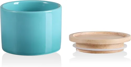 Miniatura 57 de Sweejar Kitchen Canisters - Tarro de cerámica para almacenamiento de alimentos, recipientes apilables con sello hermético y tapa de madera