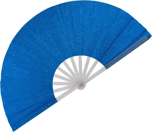 Miniatura 25 de 2 ventiladores plegables grandes de mano para hombres y mujeres, abanicos decorativos plegables, accesorios rave, utilizados para bailes, fiestas