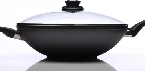 Miniatura 3 de Swiss Diamond Wok Wok HD antiadherente de aluminio recubierto de diamante de 12.5 pulgadas, 5.3 cuartos de galón, incluye tapa y estante de tempura