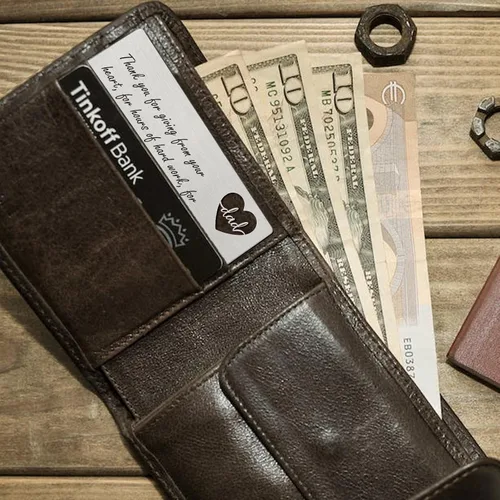 Miniatura 5 de YODOCAMP Tarjeta de billetera con texto en inglés "Thank You Dad", tarjeta de cartera grabada para mi papá de hija e hijo, cumpleaños, día