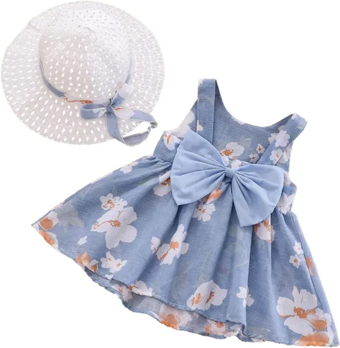 Miniatura 23 de Vestido tutú de verano para niñas pequeñas, sin espalda, vestido de princesa para fiesta de cumpleaños, vestido de verano con lazo floral