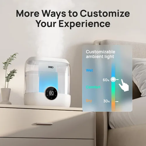 Miniatura 7 de Dreo Humidificadores inteligentes para dormitorio, humidificador de niebla fría de gran tamaño de llenado superior de 6 litros para habitaciones