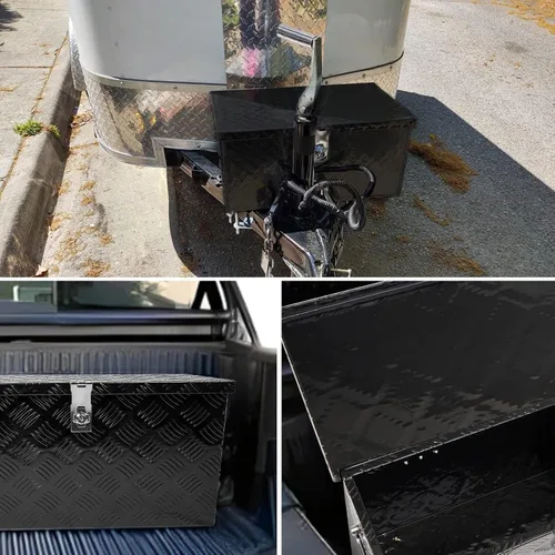 Miniatura 6 de Caja de herramientas de 24 pulgadas, caja plana para camioneta, organizador de almacenamiento para RV, caja de herramientas para camión con asa