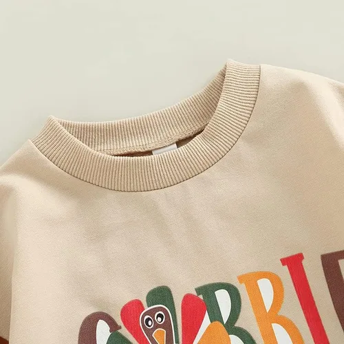 Miniatura 3 de FYBITBO Thanksgiving Baby Girl Boy Outfit Turkey Pullover Sweatshirt Romper Long Sleeve Onesie Cute Fall Clothes