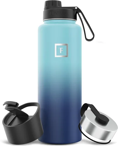Miniatura 44 de IRON °FLASK Frasco de hidratación para acampar y senderismo con pajilla, botella de agua deportiva de acero inoxidable con aislamiento de boca Dark