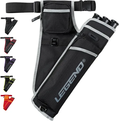 Miniatura 10 de LEGEND First Archery - Funda para flechas, carcaj de cadera con cinturón ajustable y 3 tubos de flecha, material de nailon duradero con ranura en T