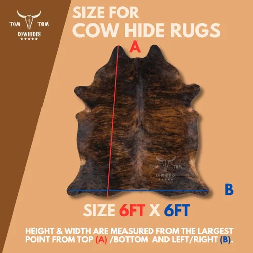Miniatura 3 de Alfombra de piel de vaca 6x6 Brindle Dark Natural Leather