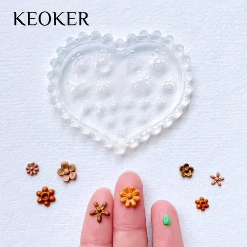 Miniatura 7 de KEOKER Moldes de arcilla polimérica de flores, 4 moldes de arcilla miniatura de margaritas, moldes de arcilla polimérica para decoración de aretes
