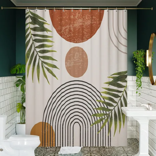 Miniatura 3 de KIBAGA Hermosa cortina de ducha bohemia para tu baño, una elegante cortina moderna de mediados de siglo de 72 x 84 pulgadas que se adapta