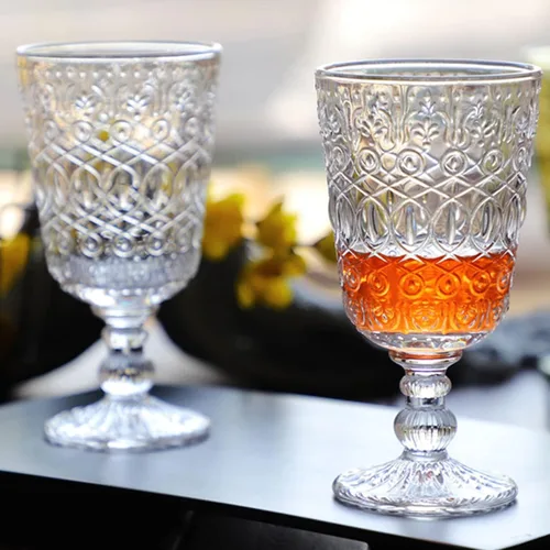 Miniatura 2 de Taganov Juego de 6 copas de vino vintage transparentes, 10 onzas, con tallo, bonitas copas de vidrio para bodas, fiestas, bar