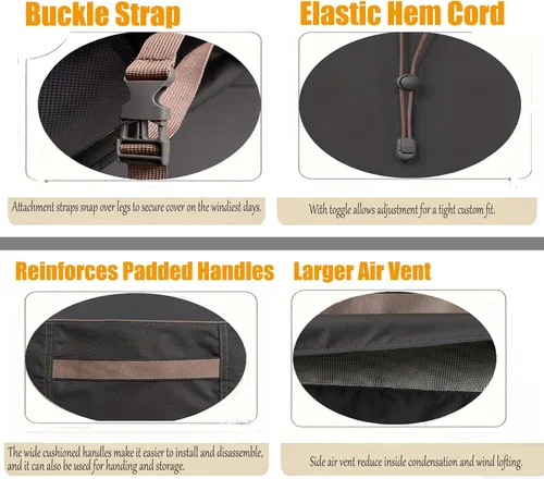 Miniatura 3 de Fundas impermeables para muebles de patio, resistentes a la decoloración, fundas para sofá biplaza de patio de 2 plazas, 60 pulgadas de ancho x 34