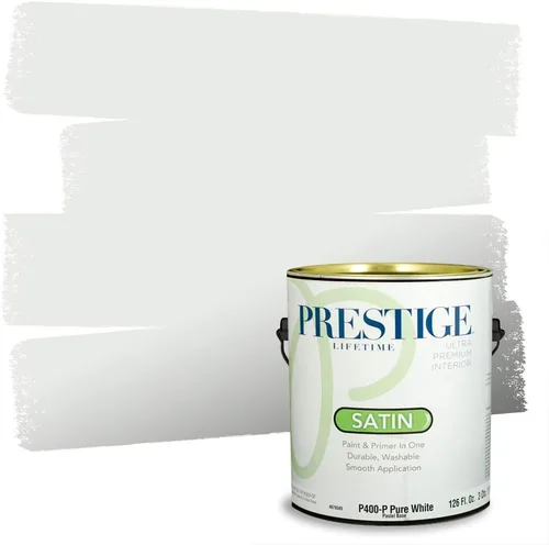 Miniatura 27 de Prestige Paints - Pintura y sellador 2 en 1 para exteriores, 1 galón, plana, similar a Sherwin Williams Snowfall, P100-P-SW6000