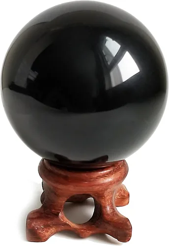 Mina Heal Esfera de obsidiana negra para meditación, Feng Shui y adivinación: auténtica bola de cristal de obsidiana para protección y limpieza