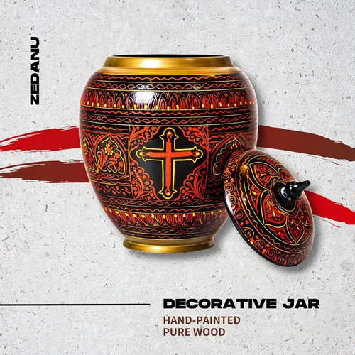 Miniatura 2 de Tarro de madera con tapa, tarro decorativo, tarro de madera hecho a mano, tarro decorativo para decoración del hogar, hermoso centro de mesa