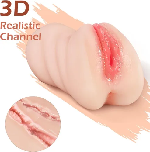 Miniatura 3 de Masturbadores masculinos de bolsillo 3 en 1 con cara realista, muñeca sexual con boca texturizada realista, vagina y ano apretado, masturbador