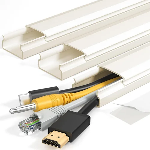 Yecaye Ocultador de Cables de TV, 42 Pulgadas Ocultador de Cables Grande Beige, Cubiertas de Cables para 4 Cables, Ocultadores de Cables para TV en