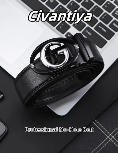 Miniatura 8 de Cinturón de cuero con trinquete ajustable para hombre, regalo de corte 1 38 para un ajuste perfecto