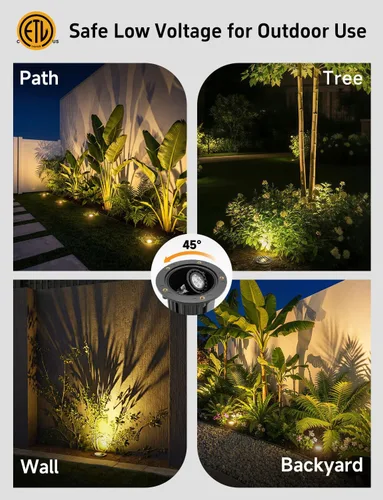 Miniatura 5 de Gardenreet - Luces de pozo LED de latón - Iluminación en tierra de bajo voltaje para todo clima, luz cableada reemplazable de 12V, bronce antiguo