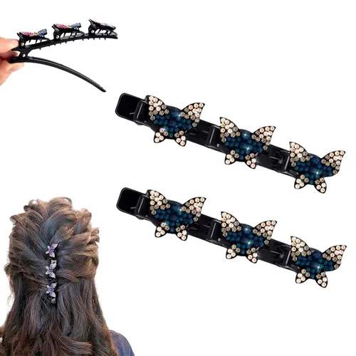 Miniatura 32 de Pinzas para el cabello trenzadas con piedra de cristal brillante para mujeres y niñas, pinzas para el cabello con diamantes de imitación 2025