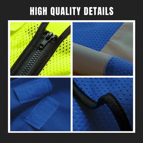 Miniatura 4 de Chaleco de seguridad con logotipo personalizado de alta visibilidad chaleco reflectante Ansi 5 bolsillos clase 2 Hi Vis seguridad construcción ropa