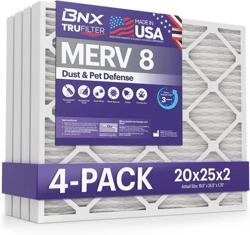 Miniatura 11 de BNX TruFilter - Filtro de aire MERV 8 de 16 x 25 x 1 pulgadas (paquete de 12) – Fabricado en Estados Unidos – Protección contra el polvo
