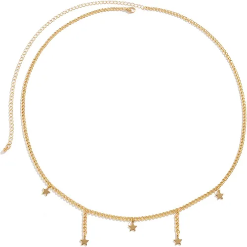 Cadena decorativa para el vientre del cuerpo, cadena de cintura de minimalismo vintage fácil de llevar con colgante de estrella para citas, Dorado, S