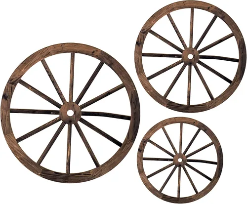 Qunclay 3 piezas de decoración de rueda de carro de madera de 12/10/8 pulgadas, decoración de fiesta de vaquero occidental, ruedas rústicas vintage,