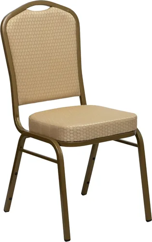 Miniatura 69 de Flash Furniture HERCULES Series - Silla apilable para banquetes con respaldo de corona en tela negra con estampado, marco de vena plateada Tela