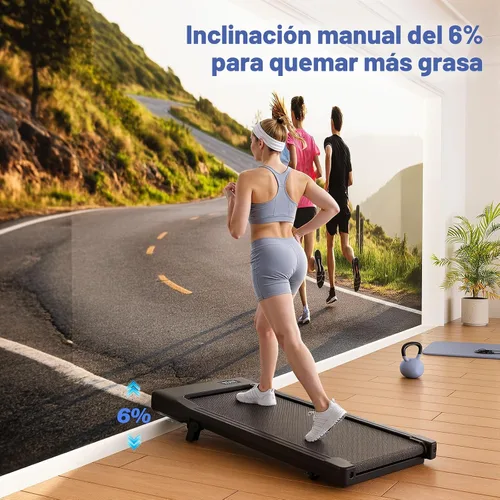 Miniatura 2 de Walking Pad with 6% Incline, 300LBS Capacity Under Desk Treadmill for Home Office, Quiet Portable Mini Treadmill with App & Remote Control, No