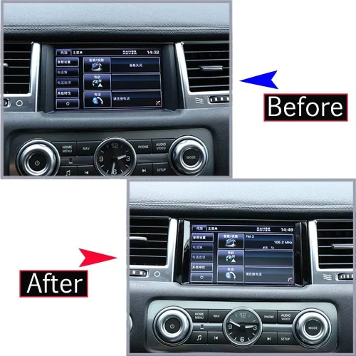 Miniatura 3 de YIWANG Marco de navegación de control central de coche ABS cromado para Land Rover Range Rover Sport 2012 2013 (negro brillante)
