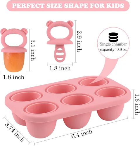 Miniatura 3 de Moldes de paletas para niños pequeños, recipientes de almacenamiento de alimentos para bebés, adecuados para puré de frutas frescas congeladas y Gris