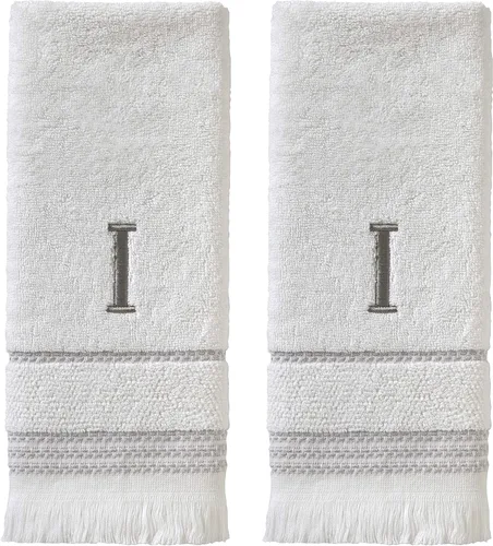 Miniatura 60 de SKL Home Toalla de baño casual con monograma, S, 28 x 54 pulgadas, color blanco