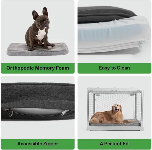 Miniatura 2 de Diggs Snooz - Cama para perros de espuma viscoelástica, almohadilla para jaula de perro de tamaño ideal, cama ortopédica de alta calidad para jaula