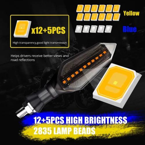 Miniatura 3 de Luces indicadoras universales de señal de giro para motocicleta, 2 unidades, flecha fluida roja, azul, DRL, luces de circulación diurna
