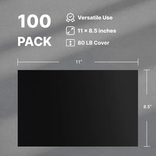 Miniatura 2 de 100 hojas de papel de cartulina – papel grueso negro de 8.5 x 11 pulgadas, papel de impresora de tarjetas de 80 libras para invitaciones, álbumes