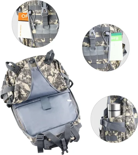 Miniatura 3 de LIMHOO Mochila táctica para motocicleta, bolsa militar Molle, mochila EDC para senderismo, ciclismo, camping, senderismo, caza, viajes, con correas