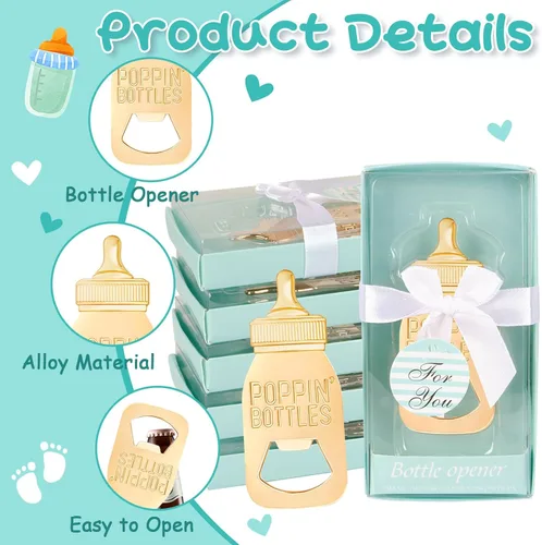 Miniatura 3 de 24 paquetes de abridores de botellas Poppin para regalos de baby shower, regalos de devolución para baby shower de niño, decoraciones y recuerdos
