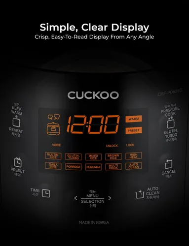 Miniatura 11 de Cuckoo CRP-P0609S - Olla de presión eléctrica para arroz, con calentamiento por inducción (negra)
