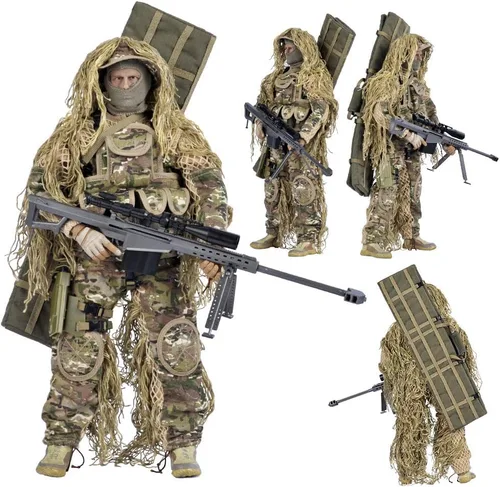 Miniatura 9 de Figura de acción de Fuerzas Especiales de 12 pulgadas con gran detalle del equipo SWAT (Sniper - Desierto)
