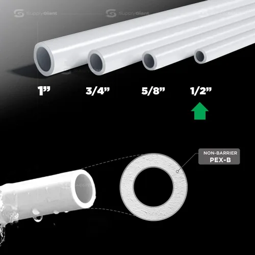 Miniatura 2 de Supply Giant PEX-B - Tubo blanco de 1/2 pulgada x 300 pies para fontanería, línea de agua potable para mejoras del hogar, uso en interiores